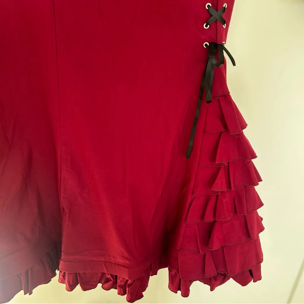 NWT Belle Poque Burgundy Maxi Skirt Steampunk Victorian Ruffle Mermaid Size XXXL Red - Image 4