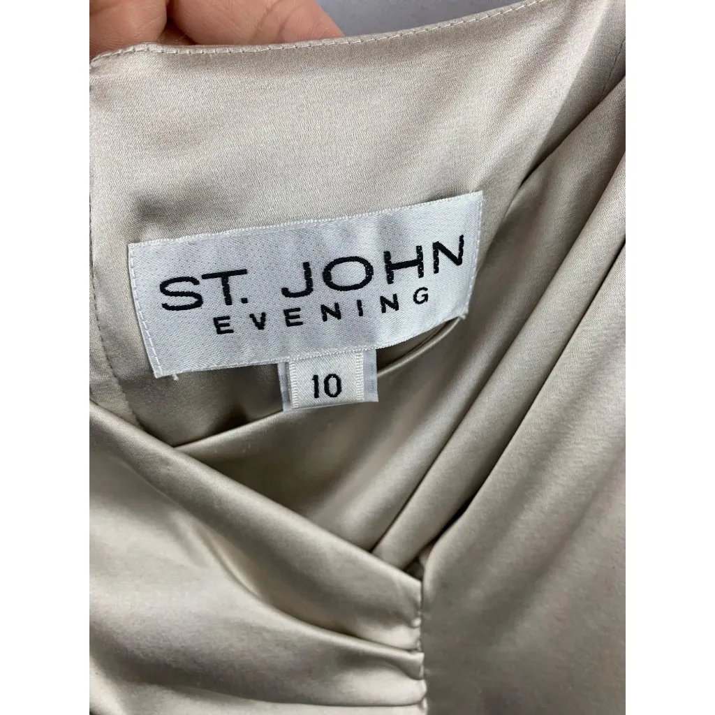 Women's St. John Evening Champagne Silk Set Size 10 Gray - Image 8
