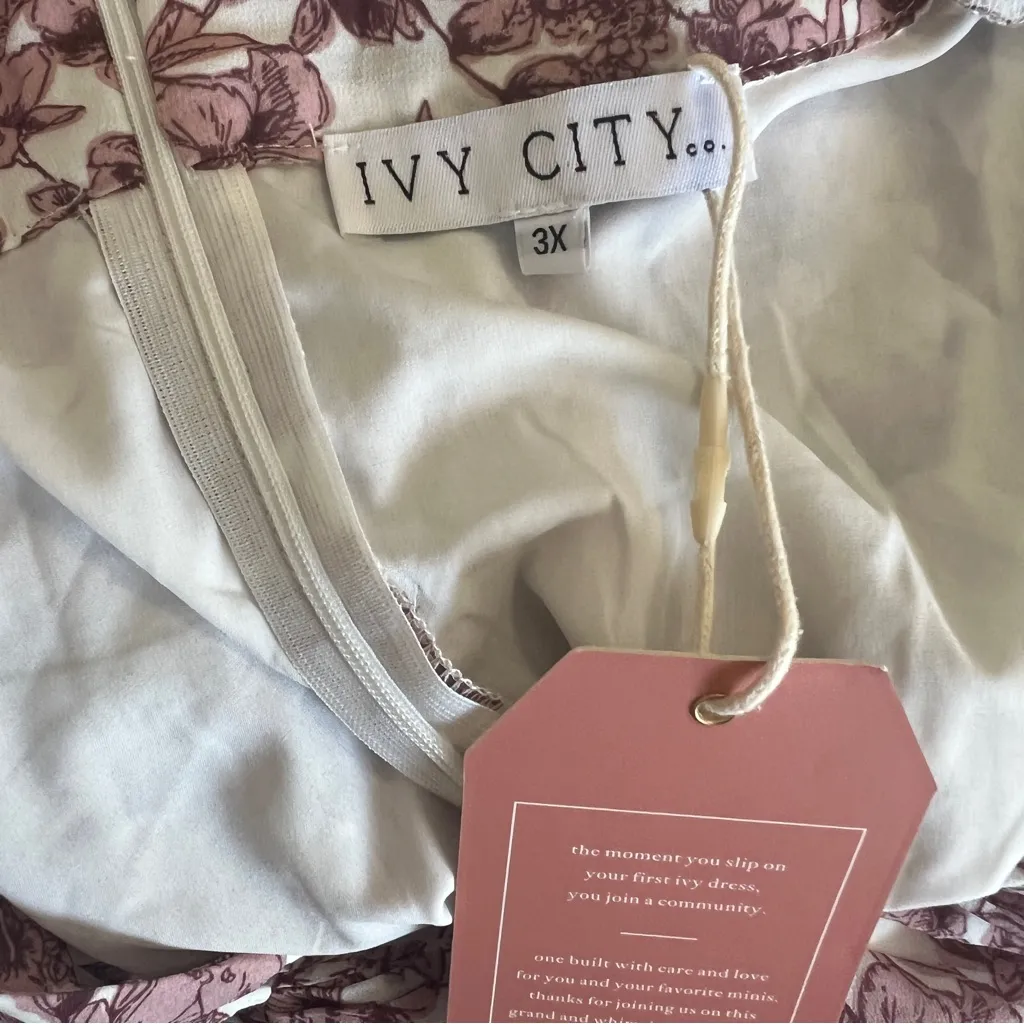 Ivy City Co Brynley Dress Pink Floral Long Sleeve Smocked Ruffle Hem NWT 3X - Image 9