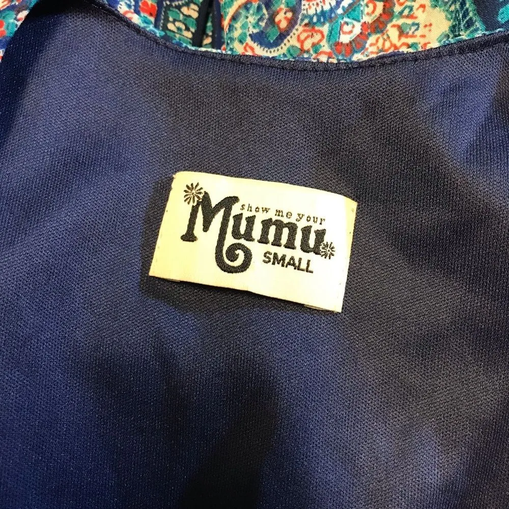 Show Me Your MuMu Blue Red Rancho Mirage Batik Tank Top Small Tunic Oversized - Image 6