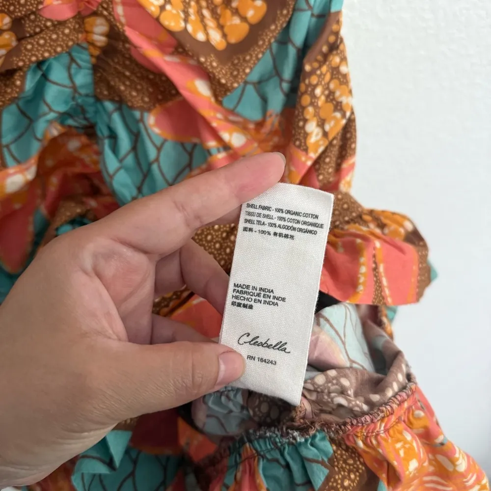 Cleobella Tiana Ruched Cotton Mini Dress Small - Image 5