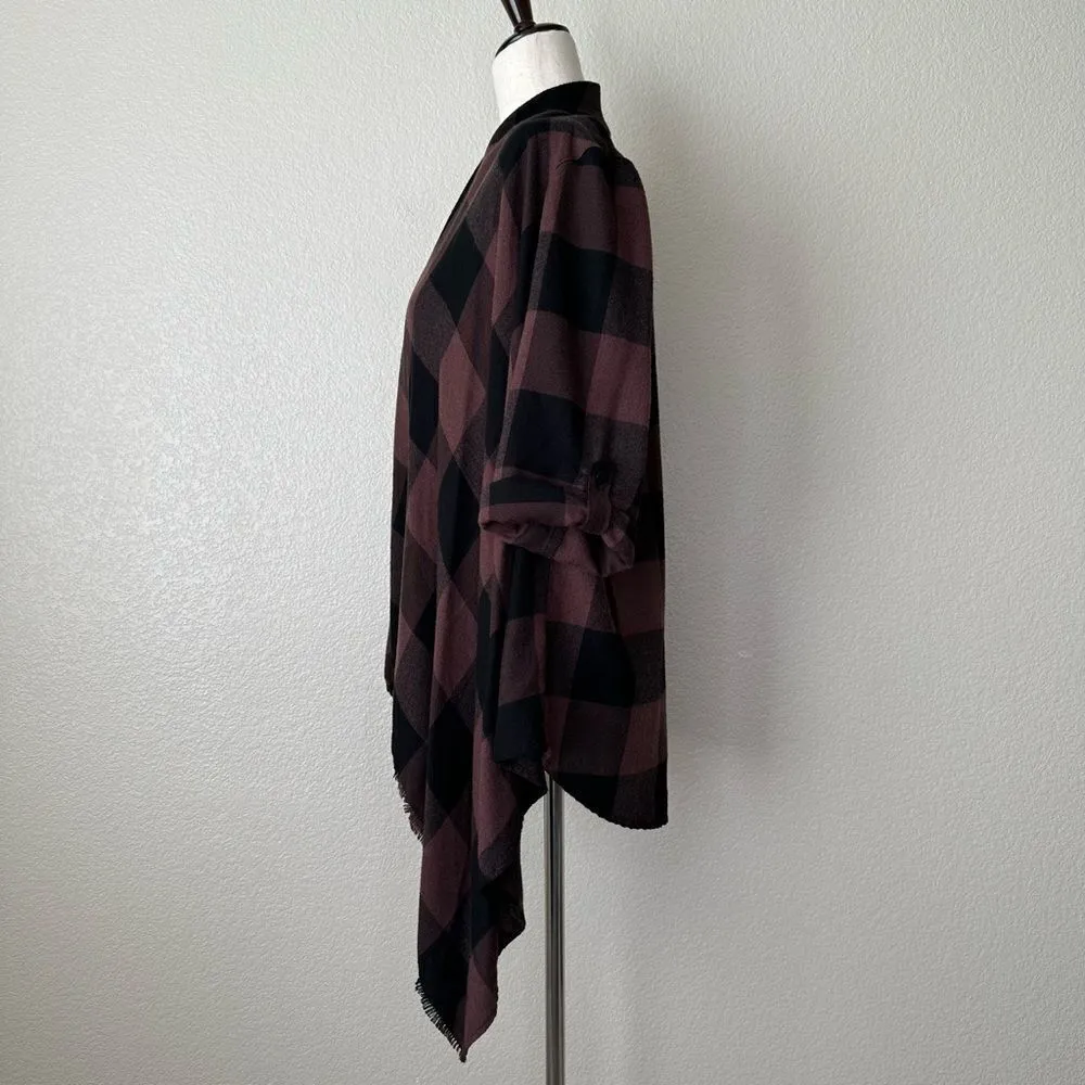 Knox Rose Buffalo Plaid Open Front Kimono - Image 5