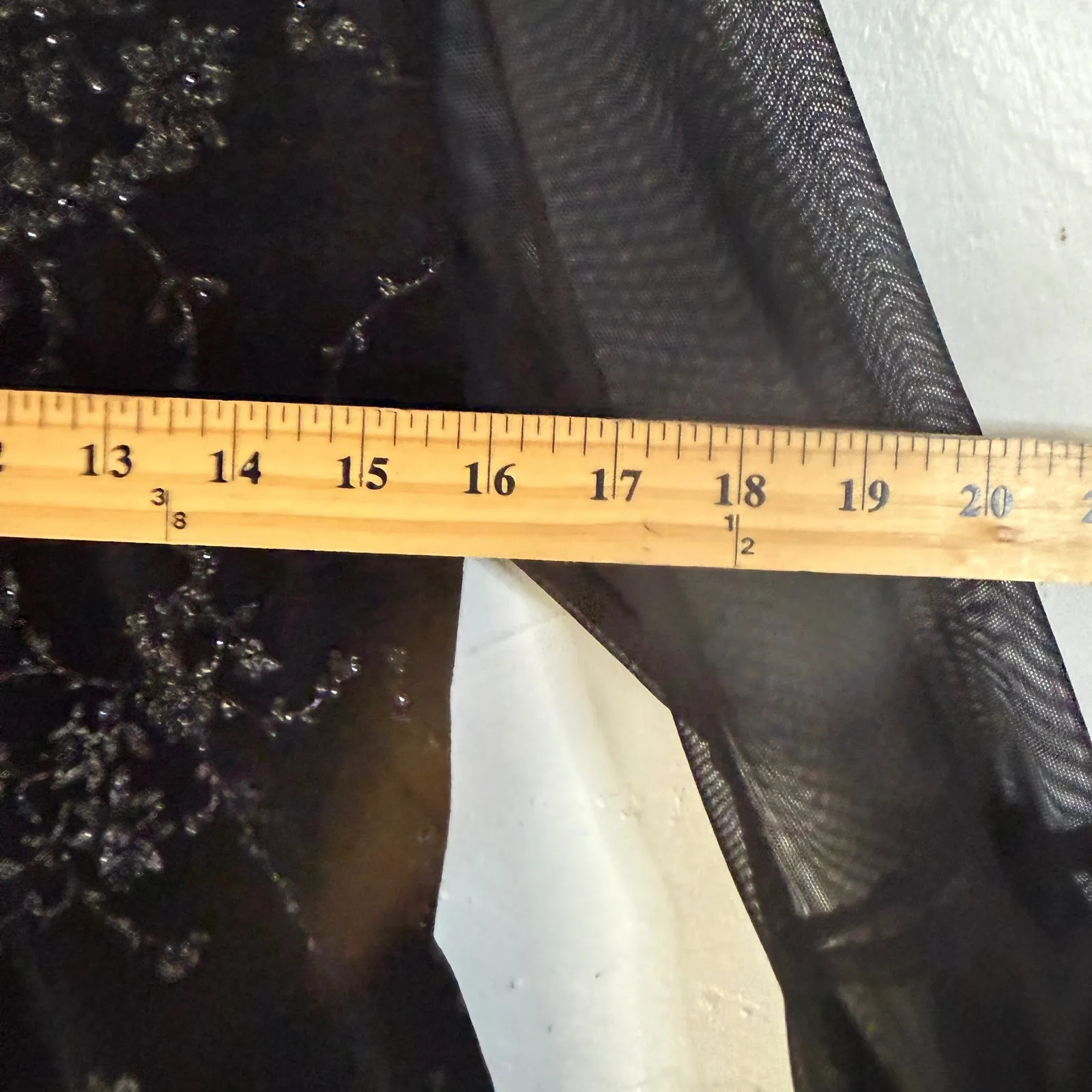 J.R. Nites Vintage 6 Petite Black Velvet‎ Beaded Mesh Bell Sleeve Top Whimsigoth Size 6P - Image 6