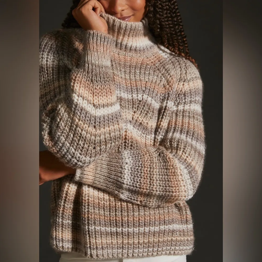 NWT ANTIK BATIK Wool Blend Striped Turtleneck Sweater Medium - Image 59