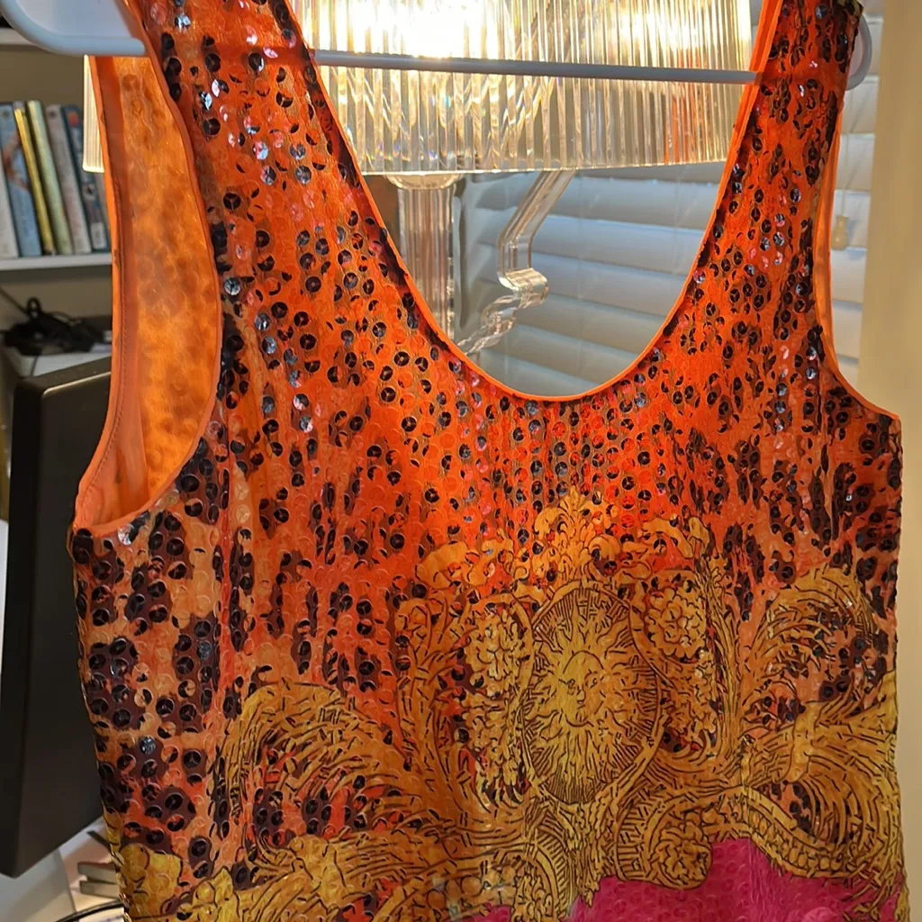 Versace for H&M sequined dress size 8 Orange - Image 2