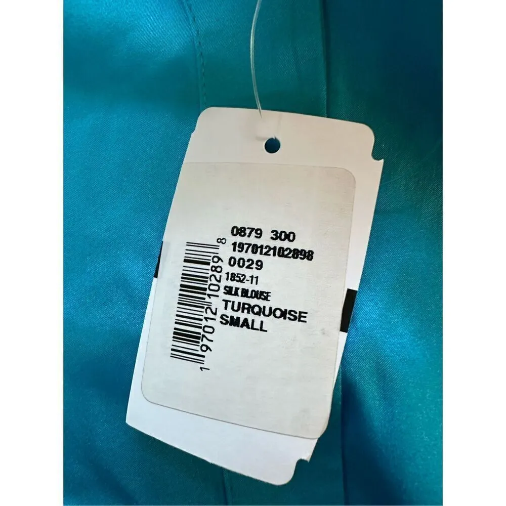 Retrofete SER.O.YA Karry Silk Shirt Turquoise Size Small Blue - Image 9