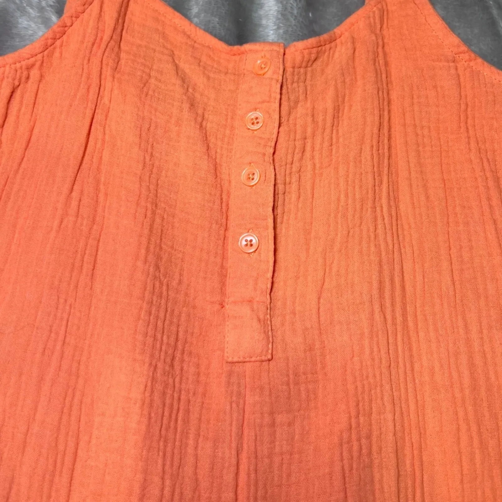 Serra Orange Gauze Jumpsuit Womens Size Medium Wide Leg Overalls Simple Modern - Image 13