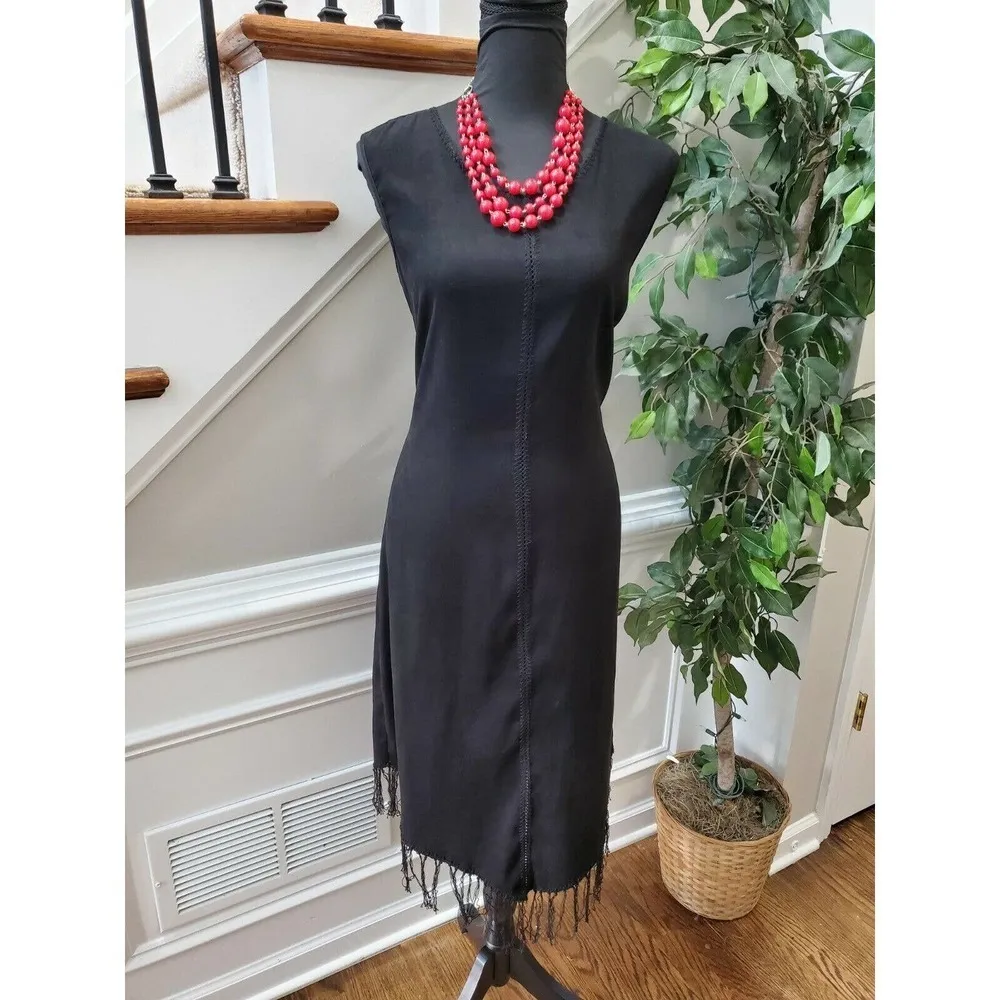 VTG Canyon Road Black Polyester Sleeveless Scoop Neck Knee Length Dress Size L Size L - Image 10