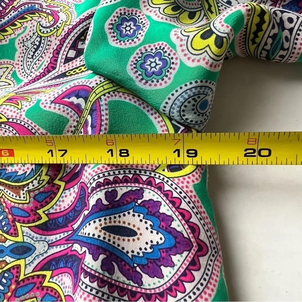 TIBI Silk Tunic Beaded‎ Neckline Bright Green Gorgeous Brunch Summer Event - Image 6