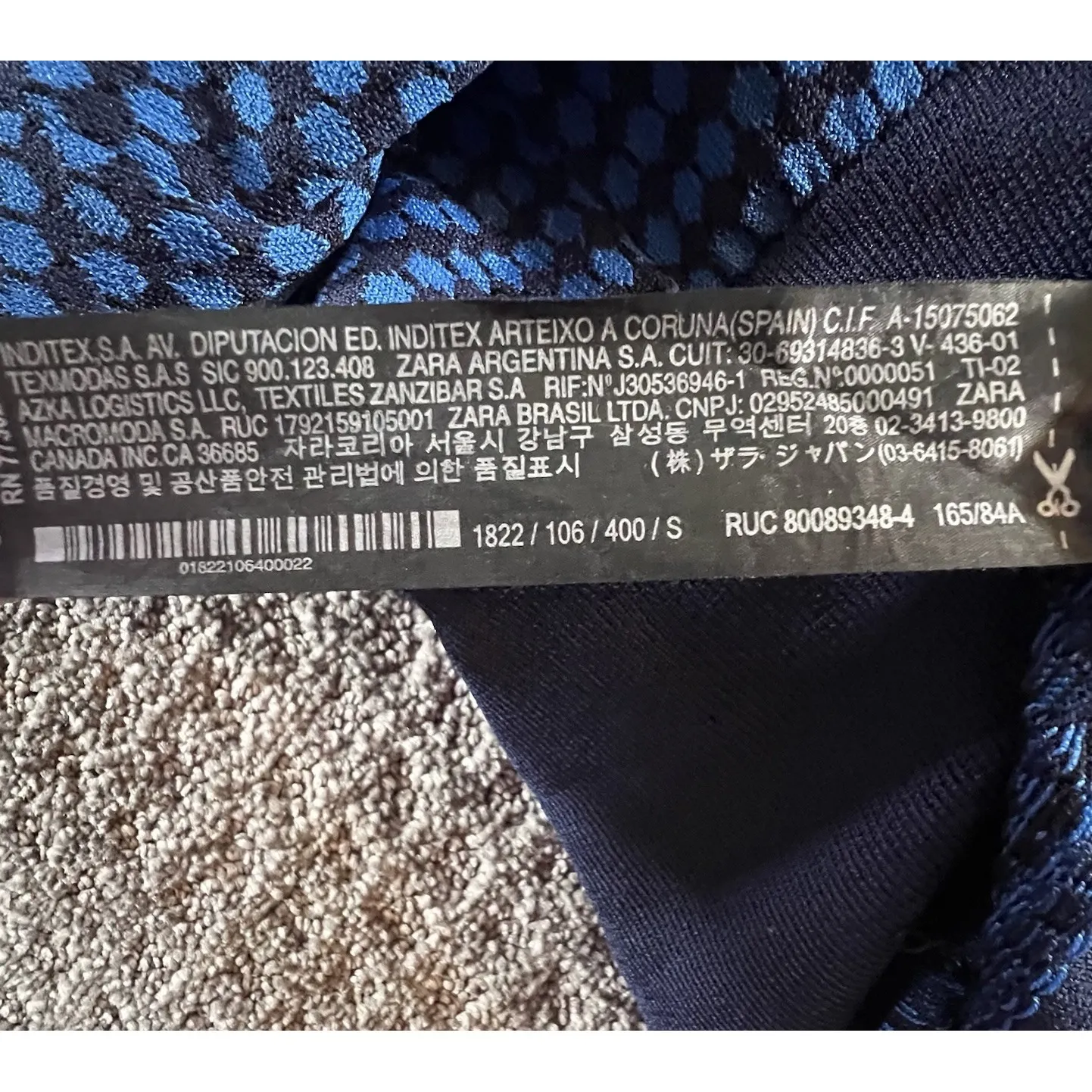 Zara Knit Longline Button Front Cardigan Blue Geometric Print Womens Size Small - Image 5