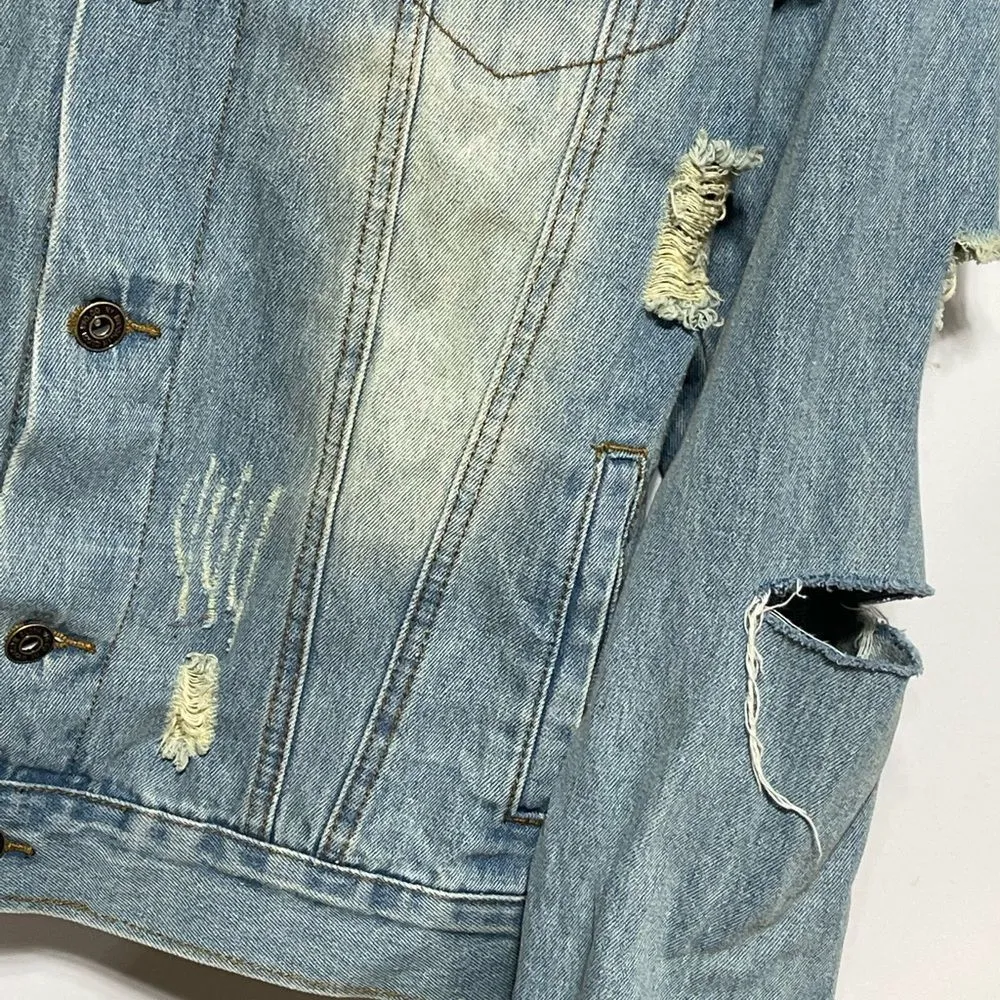 Brooklyn Cloth Distressed Denim Oversized Jacket Medium - Image 12