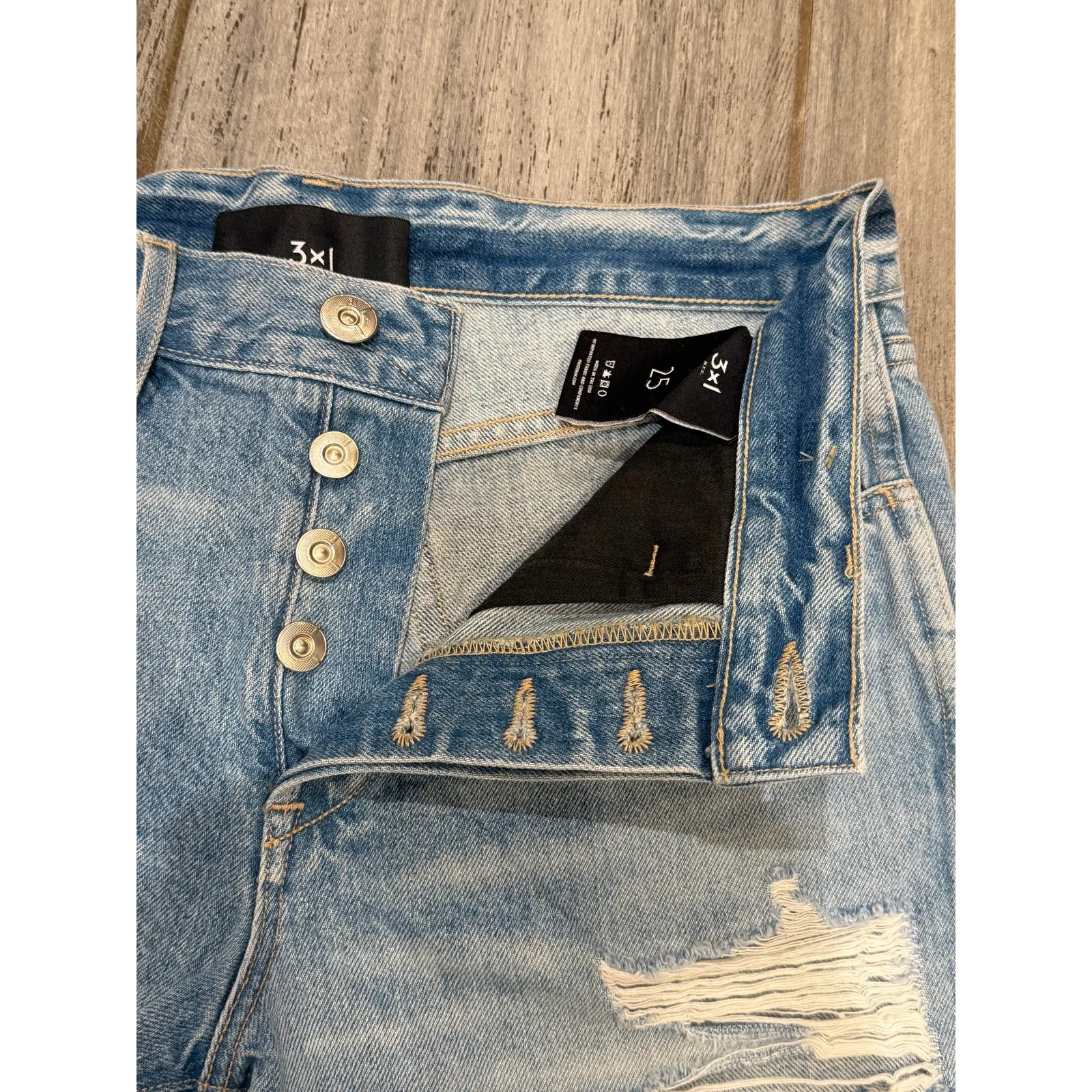 3x1 NYC Denim Shorts Womens 25 Blue Jean Distressed Raw Hem Button Fly - Image 4