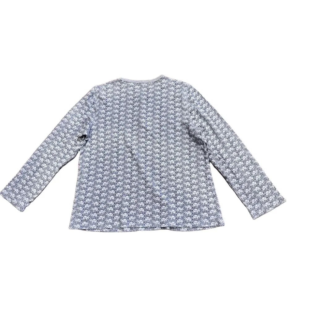 Roller Rabbit  Elephant Pattern Henley Long Sleeve Shirt Small Ecclectic Boho - Image 6