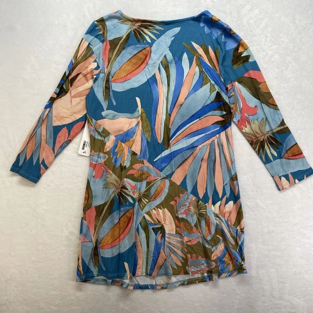 Soft Surroundings top Womens XS Blossom Tunic Aqua‎ Bloom art to wear boho - Image 6