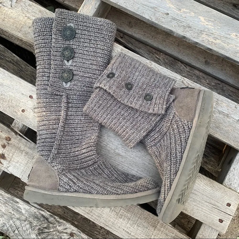 Ugg 5819 Cardy grey fold over knit winter boots Size 7 - Image 3