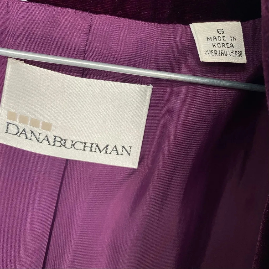 Dana Buchman Vintage Dark Purple Velvet Silk Blend Pant Blazer Jacket Suit Set - Image 10