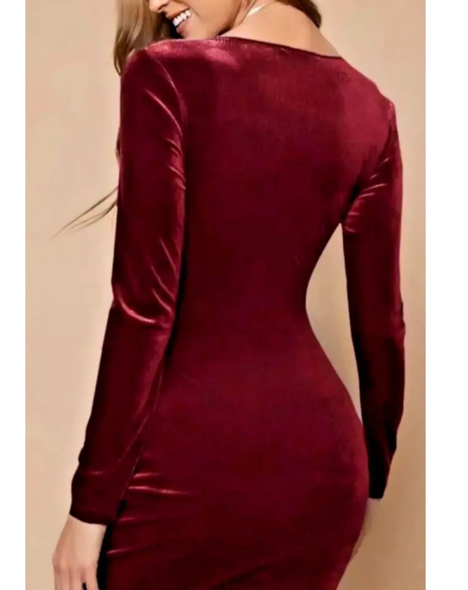 Alex Marie NWT  Nikki Surplice V-Neck Long Sleeve Mahogany Velvet Dress - Image 3
