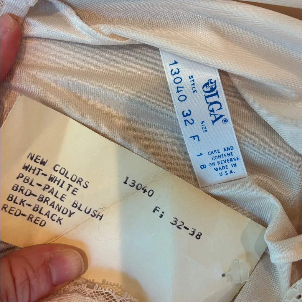 Vtg Olga Slip Dress Knee Length Cream NWT Deadstock Size Small White - Image 5