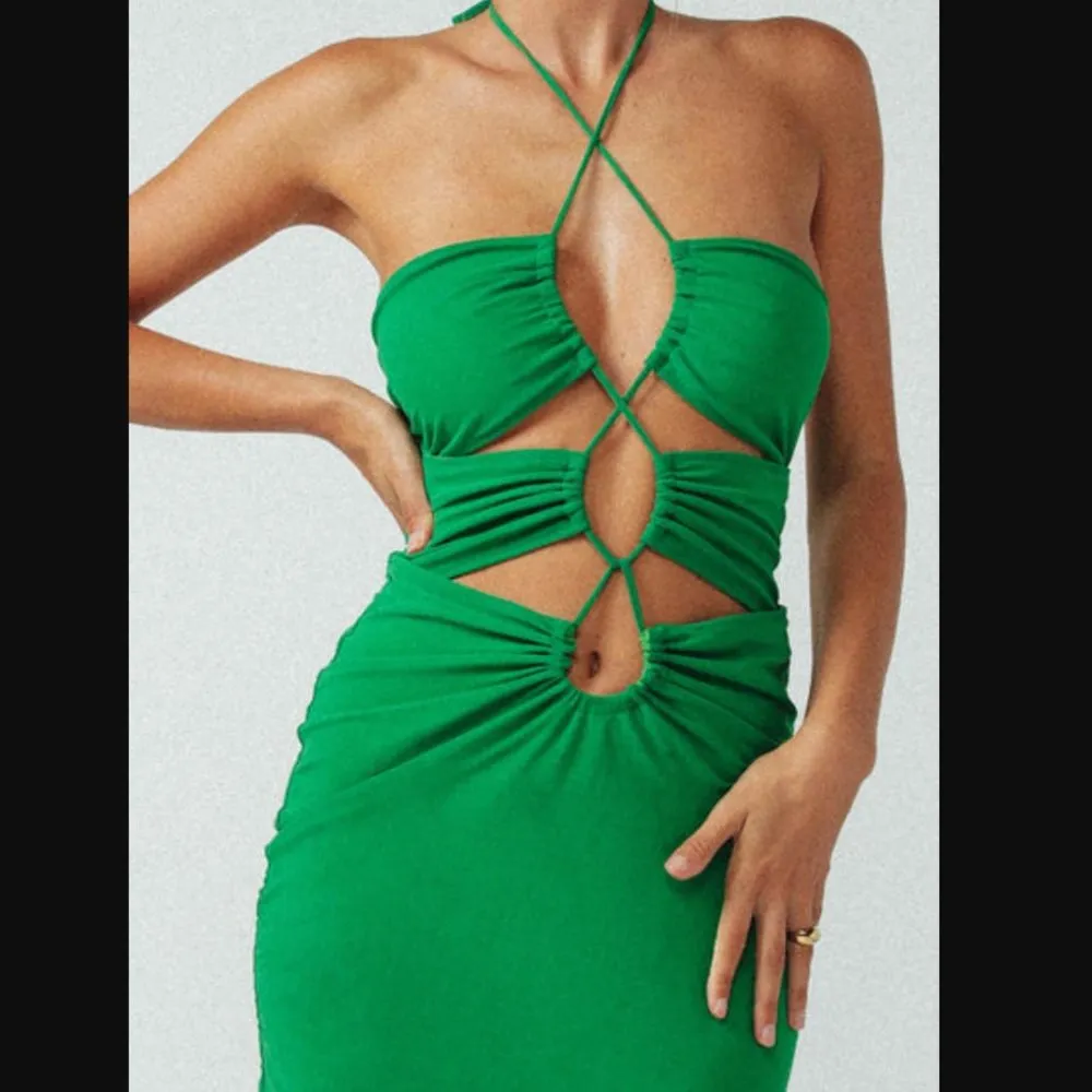 Princess Polly Jagger & Stone Emily Green Mesh Halter Cut Out Maxi Dress 2 - Image 7