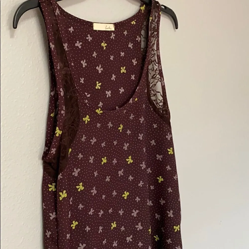 Lush High Low Tank Bow Top w/ Lace Detail - Image 2