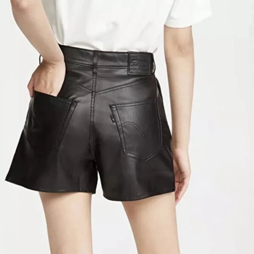 Levi’s High Rise Faux Leather Black Shorts size 27 $80 - Image 2