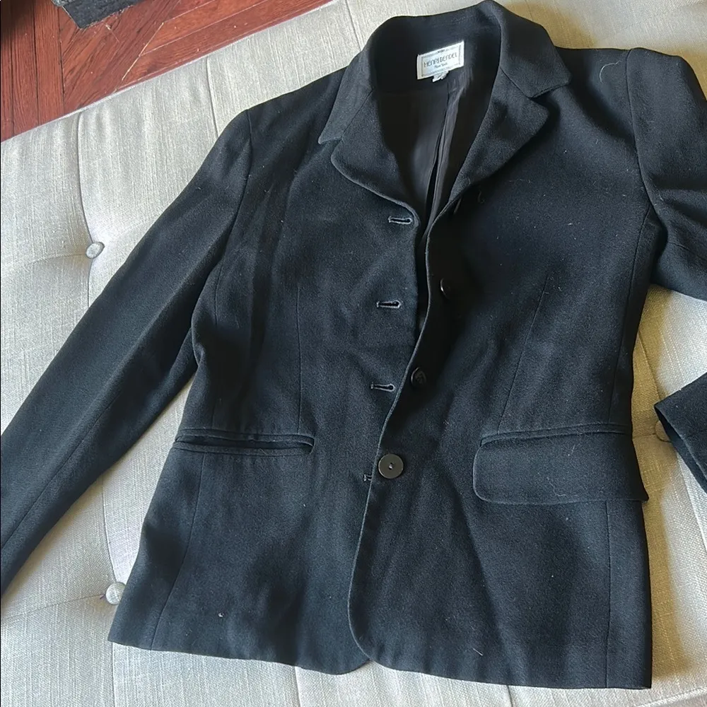 Henri Bendel New York 100% Wool Black Blazer Jacket Size 2 - Image 4