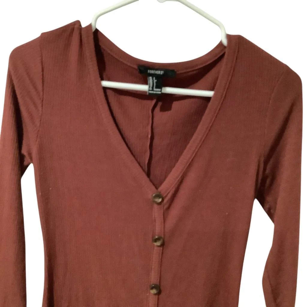 Forever 21 Rust Colored Long Sleeve Dress EXCELLENT CONDITION Size S - Image 4