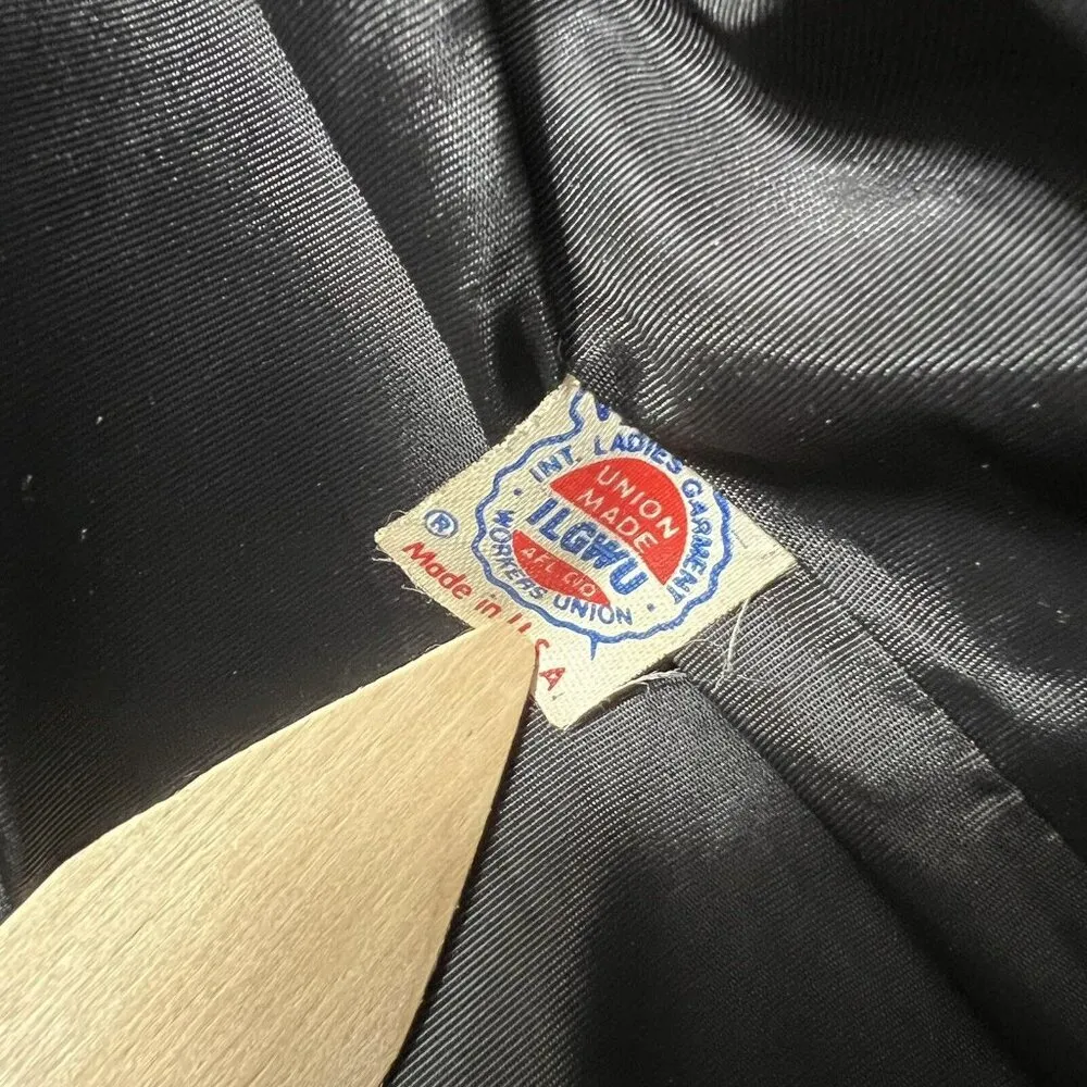 Vintage Boucle Wool Coat 60s 70s‎ Black Union Label Size undefined - Image 8