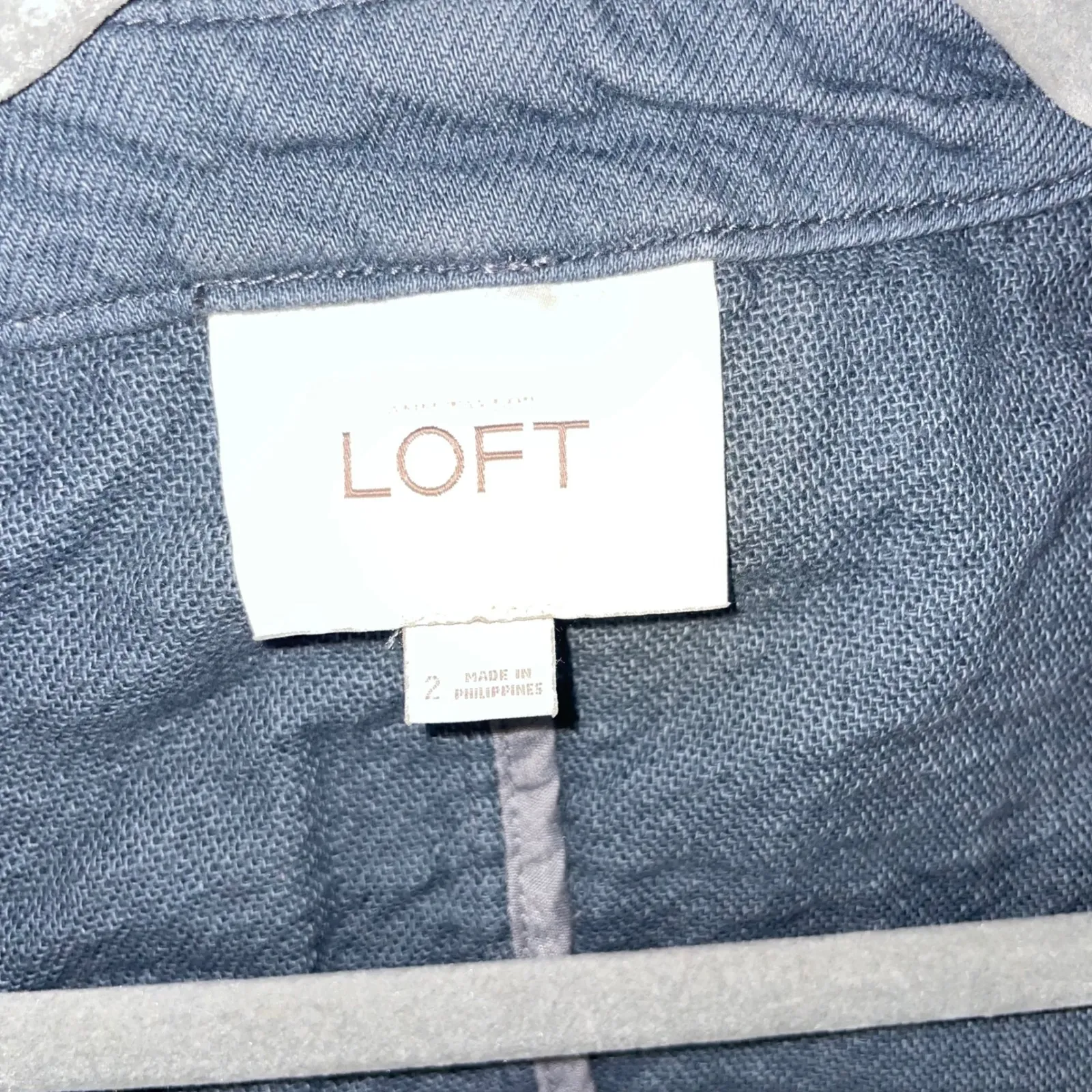 Loft Jacket Women 2 Full Zip Cropped Utility Blazer Blue Front Pocket Casual - Image 8