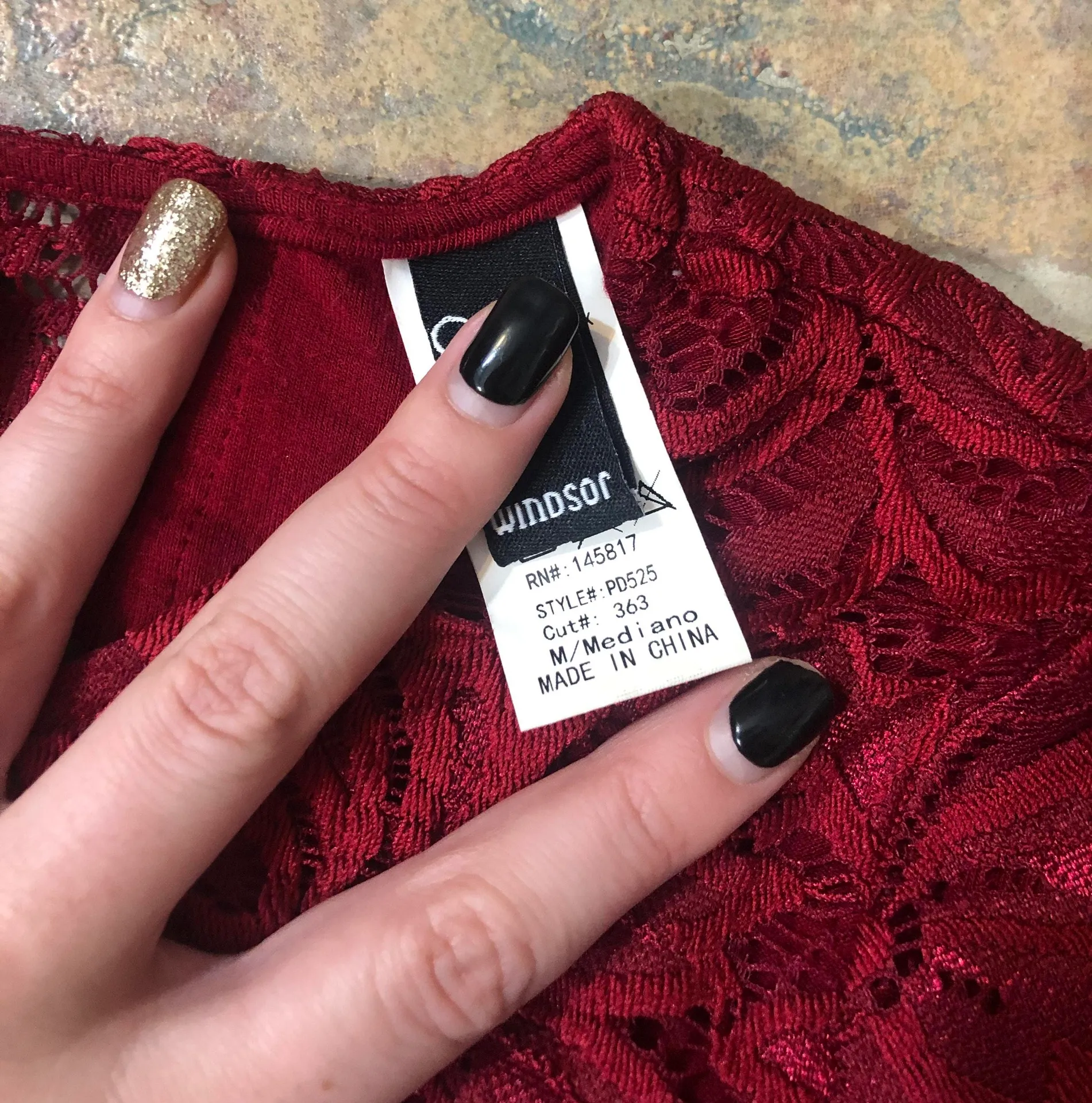 Red Lace Button Dress - Image 7