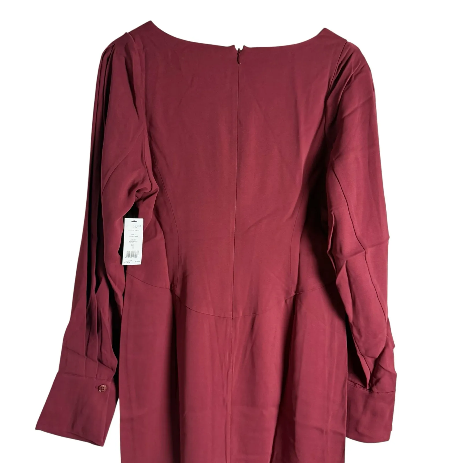 Equipment Natalia Long Bell Sleeve Scoop Neck Midi Dress Cordovan Wine Red Sz 12 - Image 10