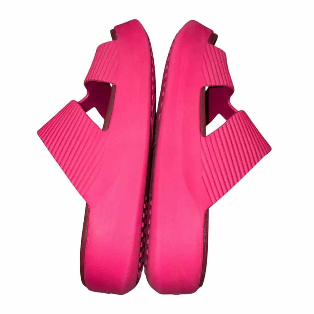 Crocs Fuchsia Pink Getaway Groove Platform Slide Sandals Shoes size 10 - Image 5