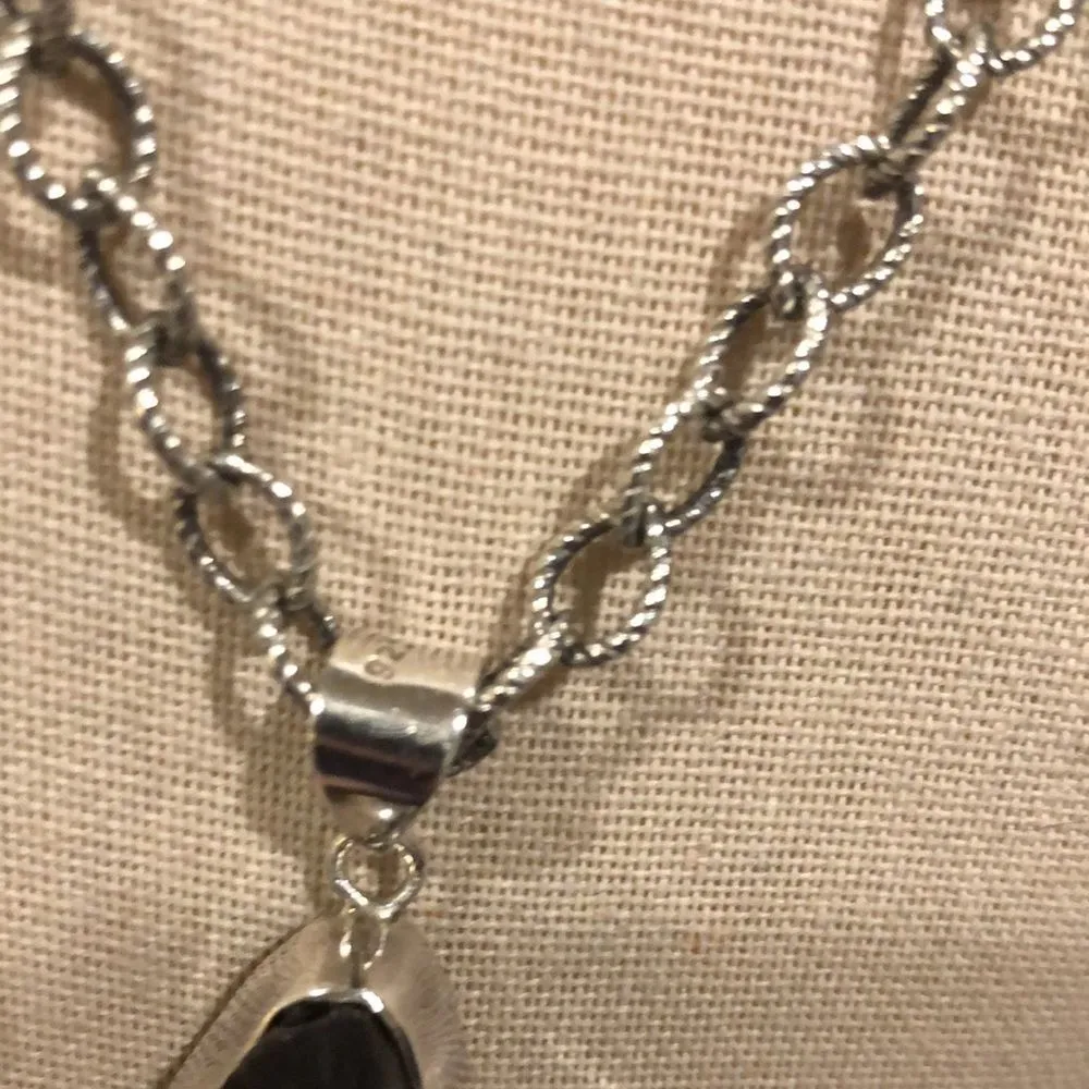 Smokey Quartz Diamond Cut Open Link Sterling Silver Chain - Image 5