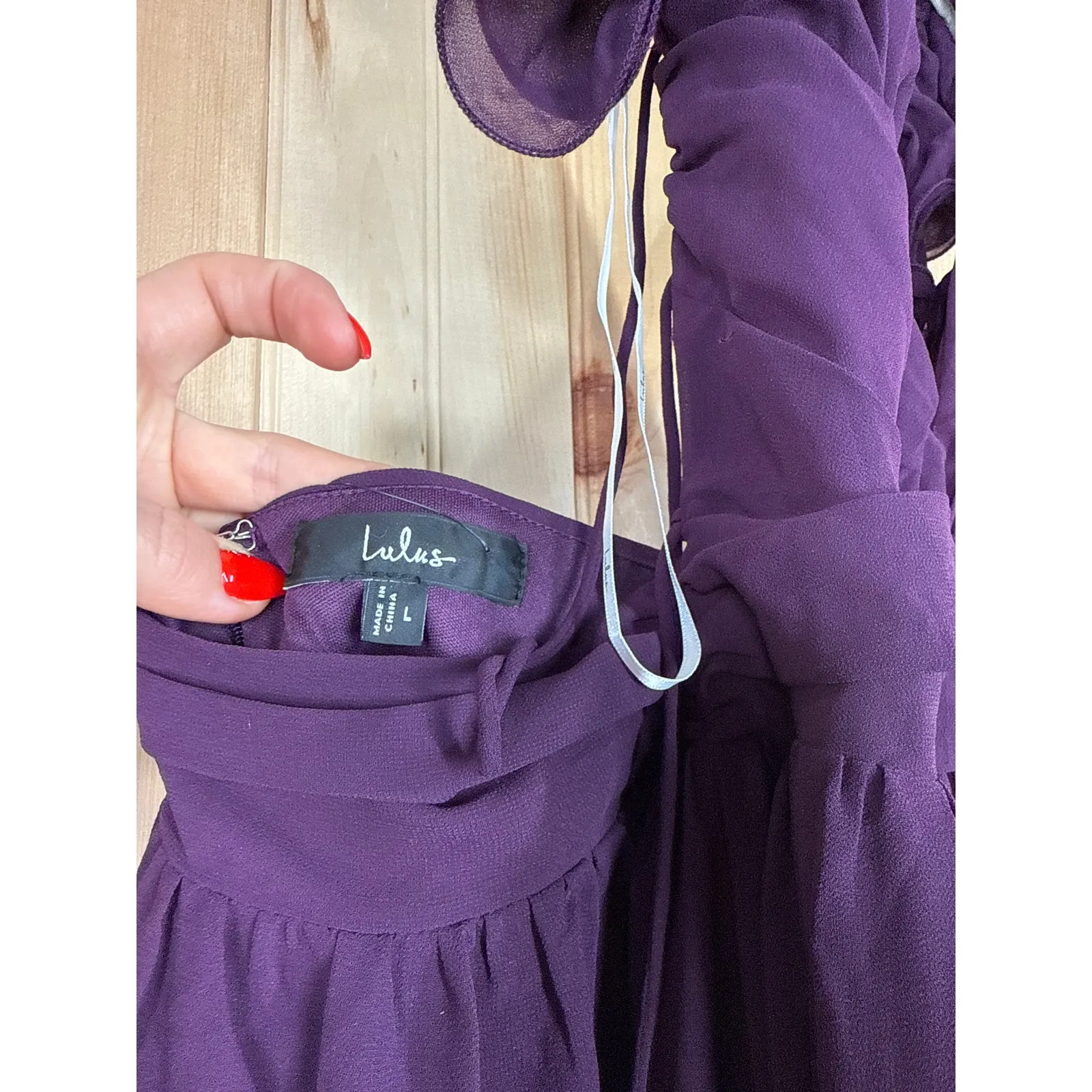 NWOT Lulus Soiree Celebration Purple Ruffled Lace-Up Maxi Dress Bridesmaid Sz L - Image 7