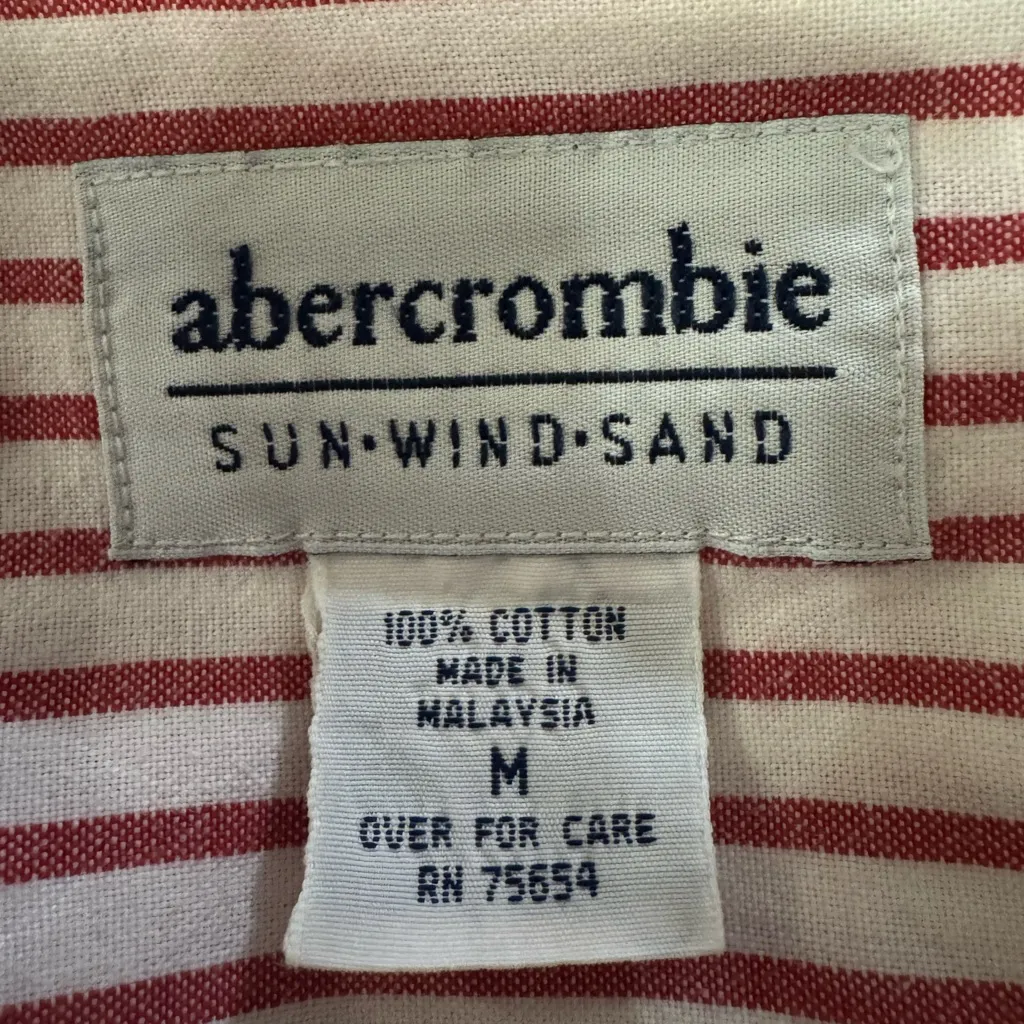 Vintage‎ Abercrombie Red White Striped Cotton Sleeveless Shirt M Americana Core - Image 4