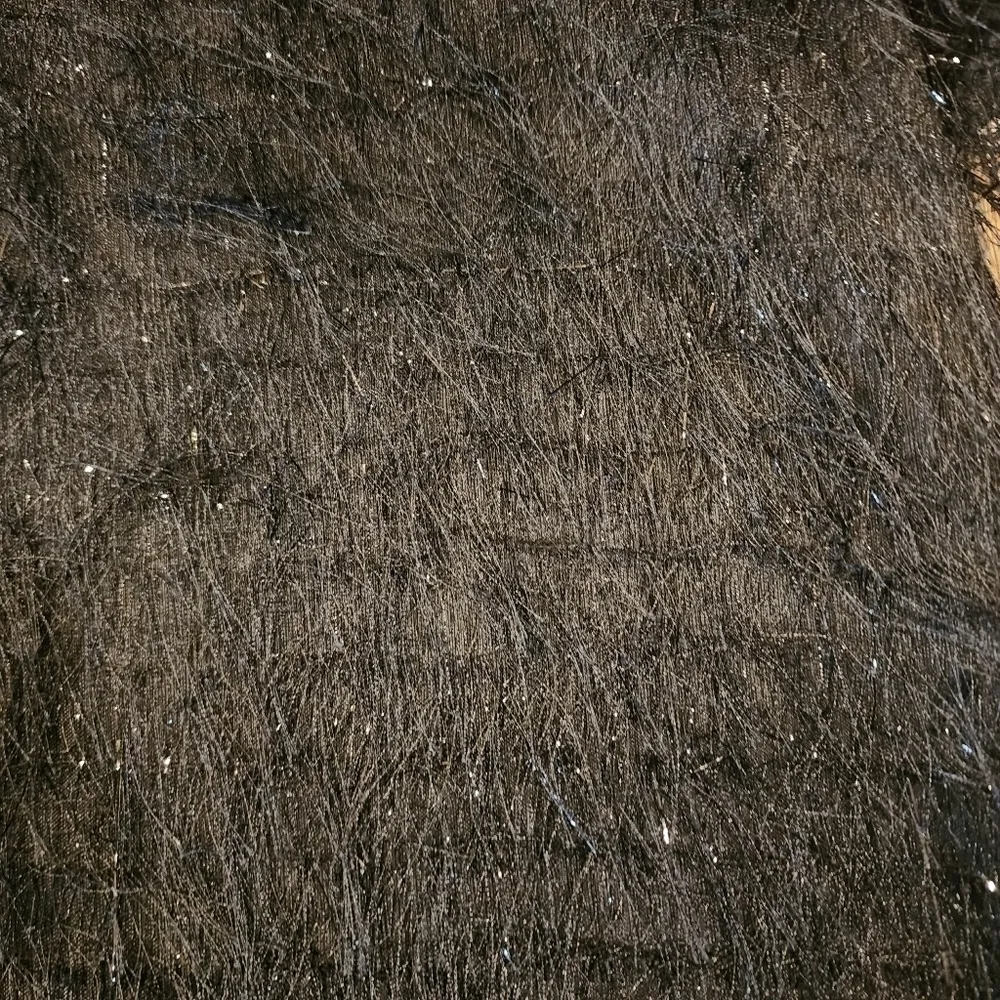 Vintage Russell Kemp Furry black shimmer short sleeve Party Event Top blouse Silver Size M - Image 5