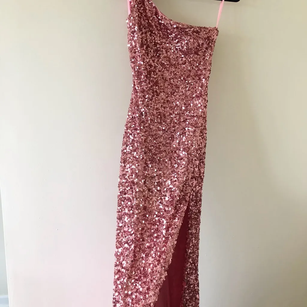 Sequin One Shoulder Open Back Long Gown - Image 5