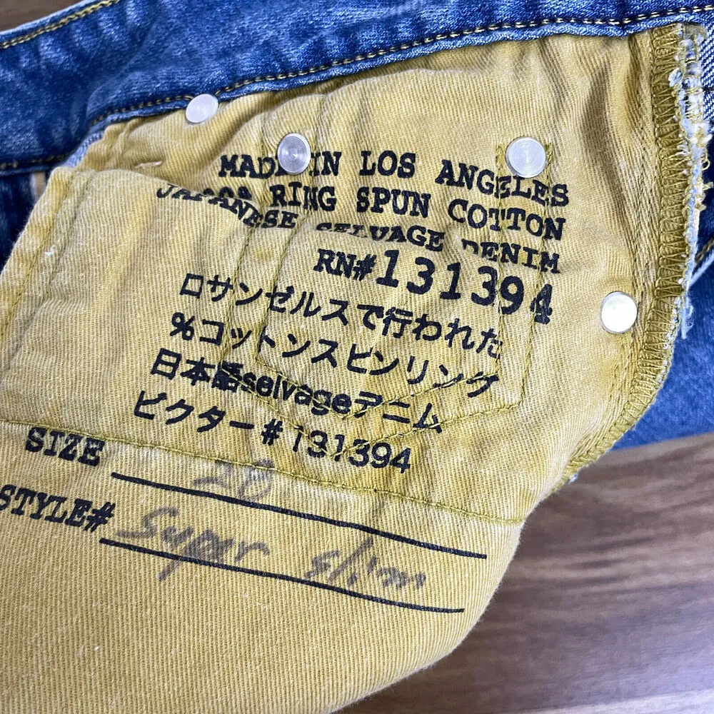 Civilianaire Japan Womens Jeans 28 Super Slim Selvedge Stretch Distressed USA Blue - Image 8