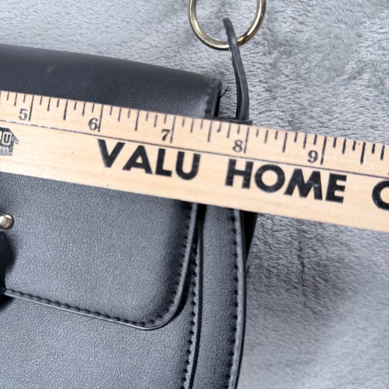 Badgley Mischka Black Saddle Bag Crossbody Purse Gold Hardware Minimalist Chic - Image 13