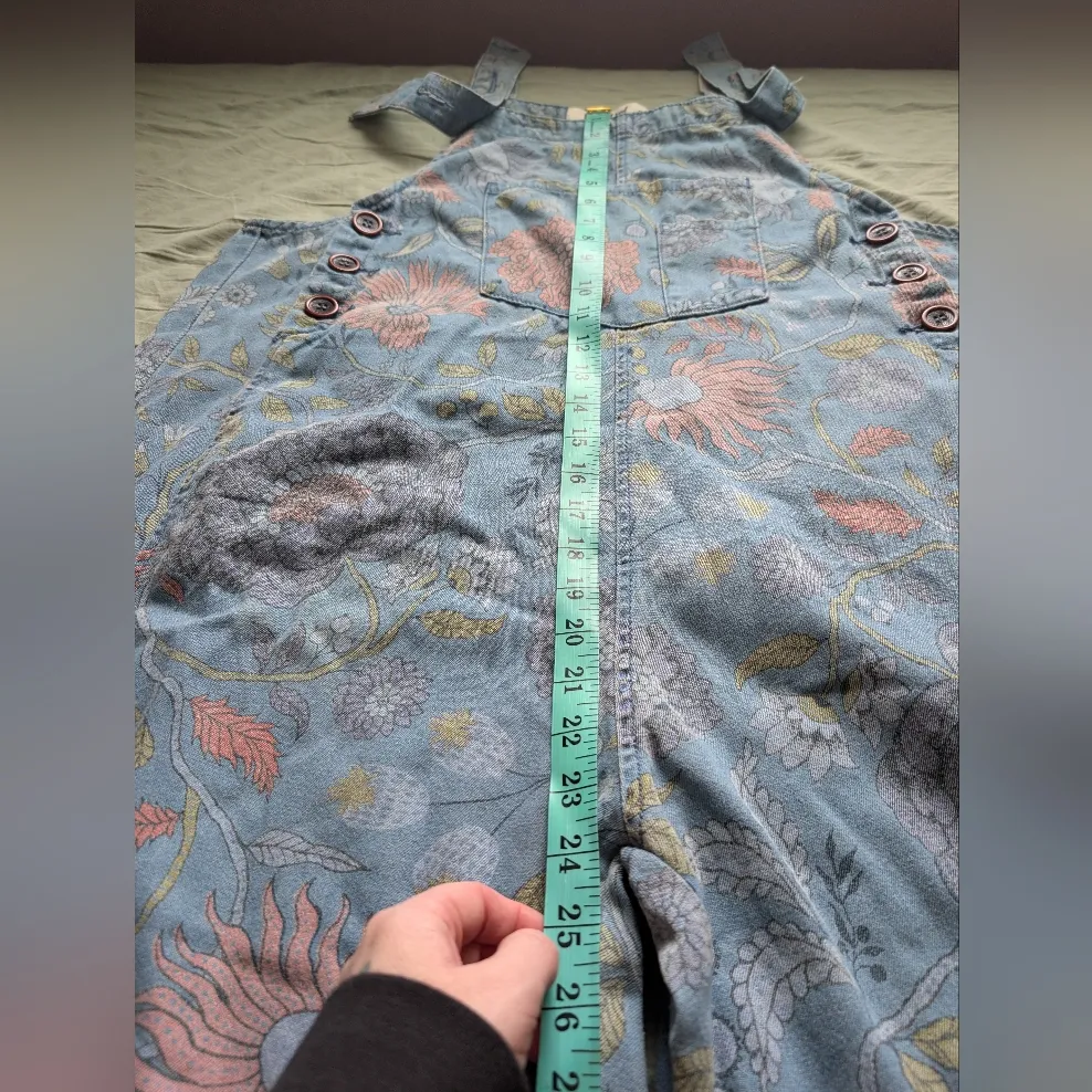 NWT Three Bird Nest Floral High Hopes Slouchy Overalls Medium Blue/Pink Pink - Image 7