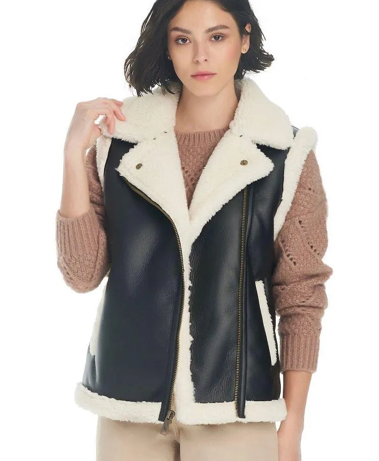 Faux Leather and Sherpa Vest - Image 5