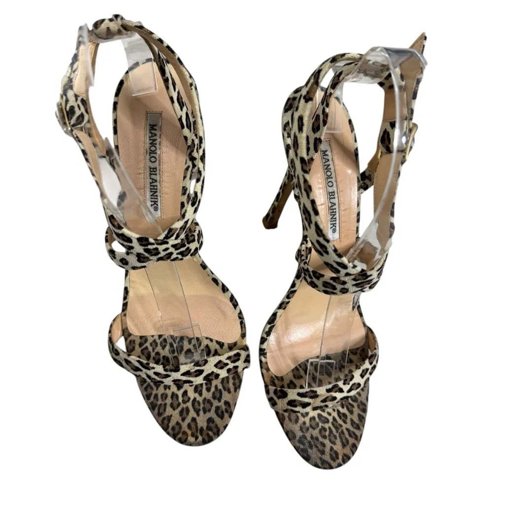 Manolo Blahnik Leopard Print High Heel Sandal - Image 3