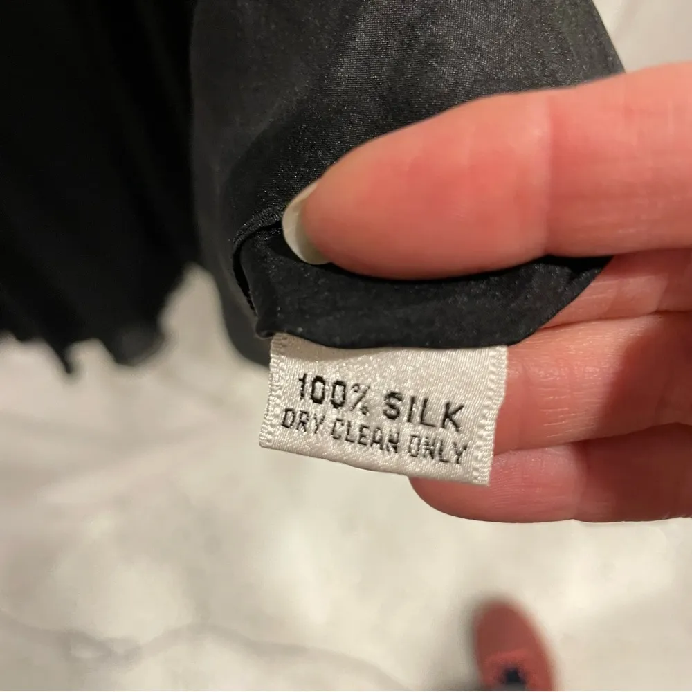 Vintage 80’s Oleg Cassini black silk midi swing skirt couture luxury - Image 3