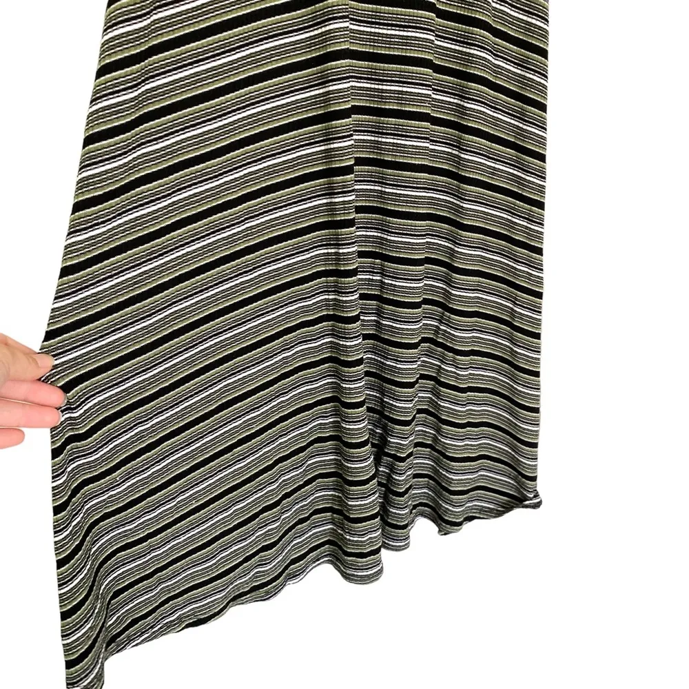 Ginger G Green Black Striped High Neck Jersey Midi Sleeveless Dress Size Medium - Image 4
