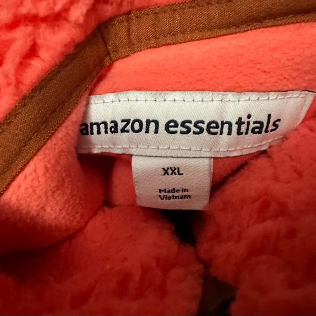 Amazon Essentials Coral Fleece Jacket with Brown Trim Size XXL - Image 3