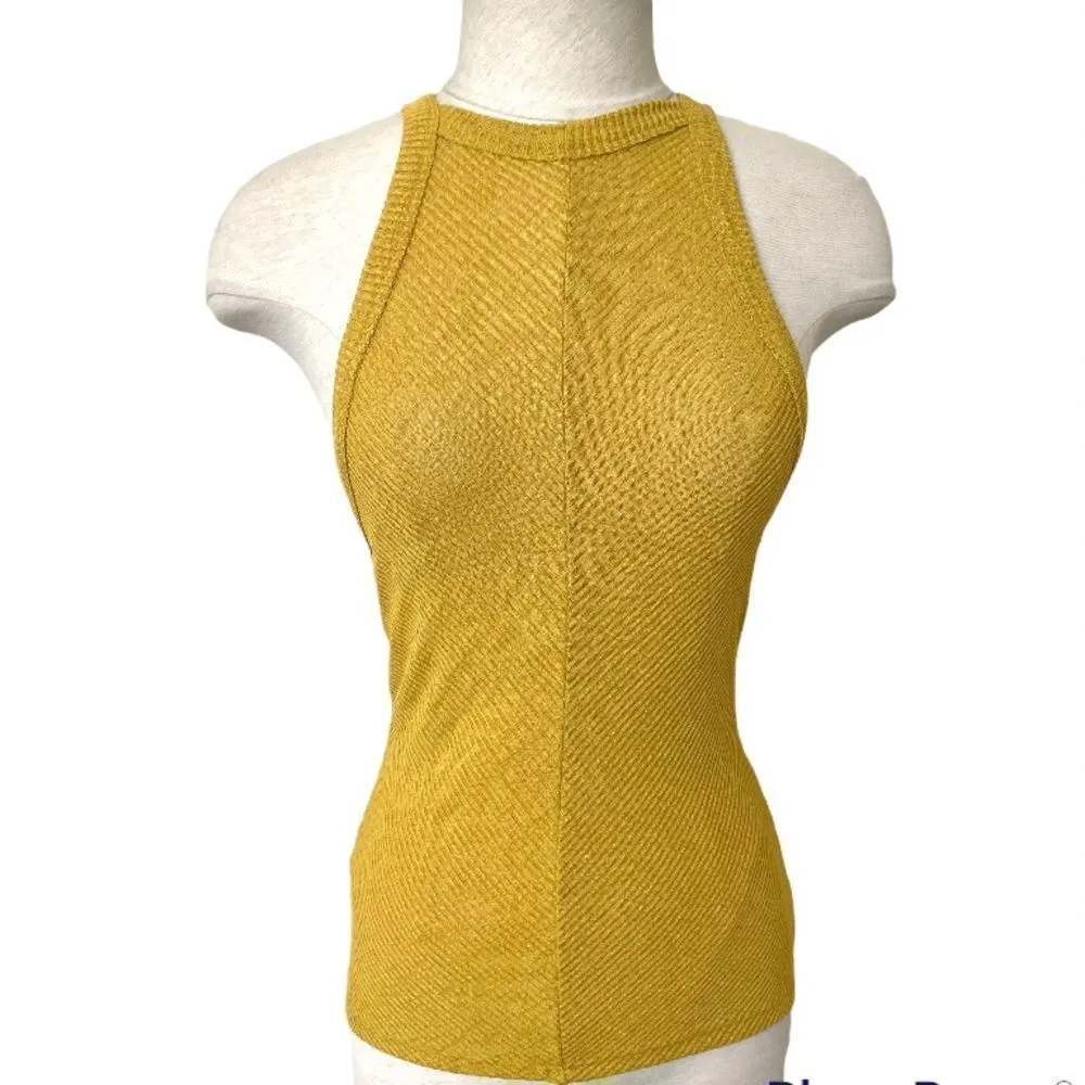 Mango yellow Dalia halter neck ribbed tank top - Image 2