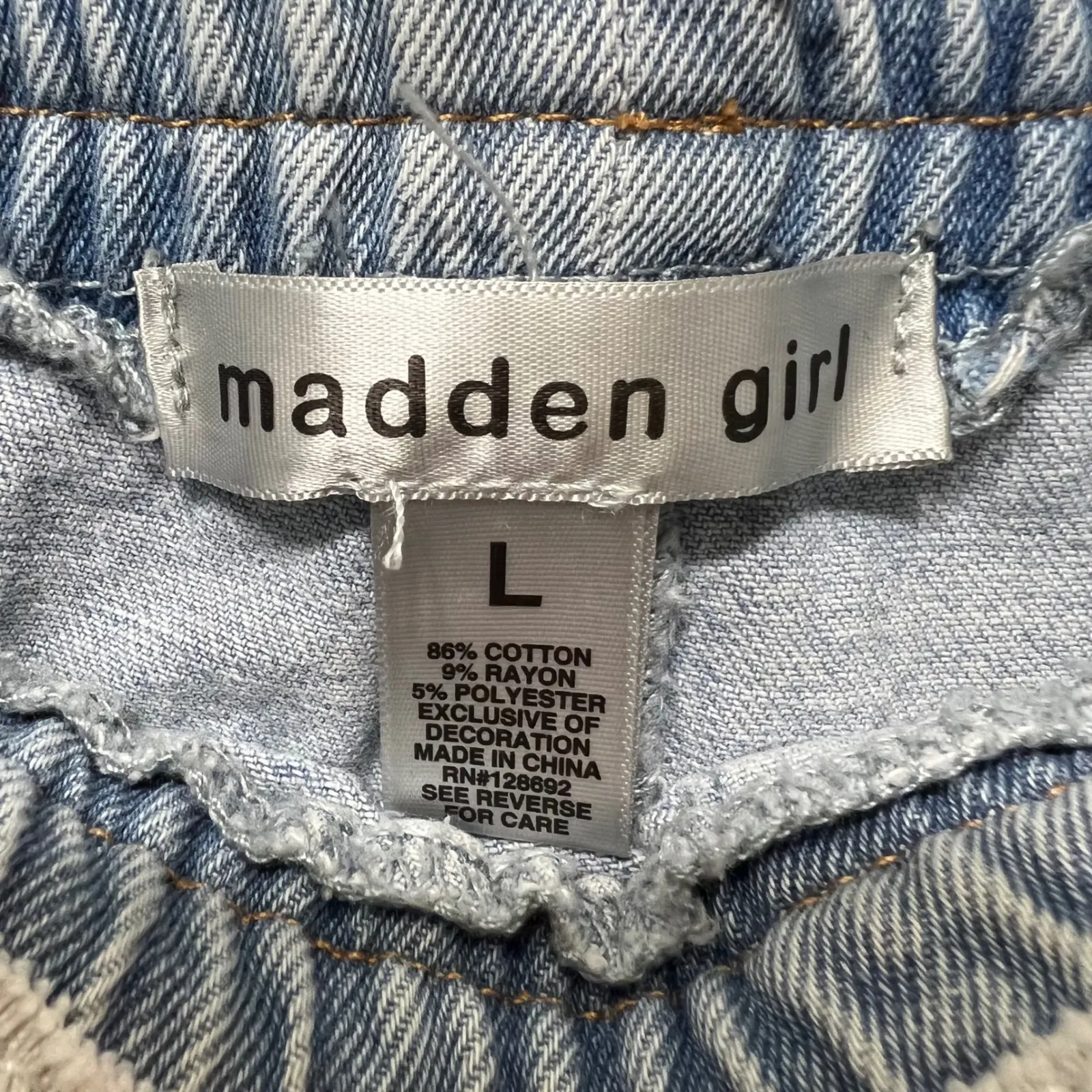 Madden Girl Baggy Wide Leg Cargo Jeans Light Wash Denim Y2K‎ Style Streetwear L - Image 8