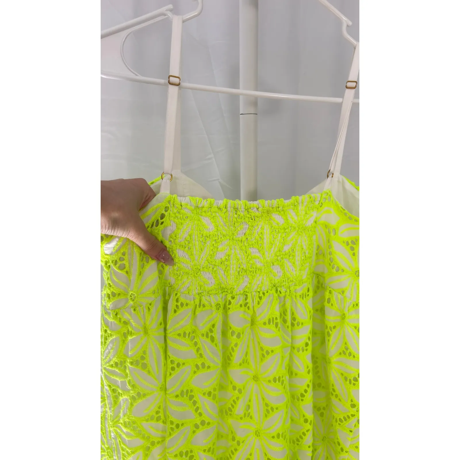 $185 Lilly Pulitzer Briana Bright Neon Eyelet Bow Tiered Mini Dress Size 12 - Image 9