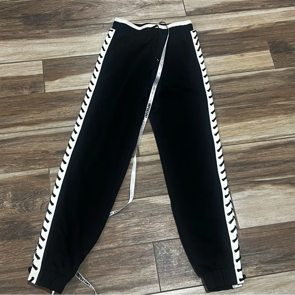 Mistress Rocks  black side tie fleece jogger sweatpants - Image 2
