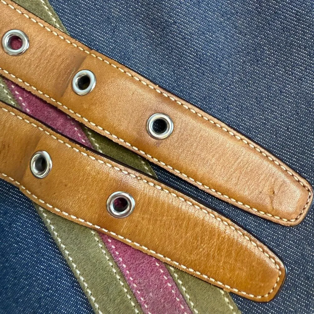 y2k COACH Vintage Denim Suede Striped Crossbody  Shoulder Bag - Image 12